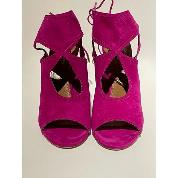 NEW AQUAZZURA Sexy Thing cutout suede sandals Iris EU39.5 US8.5